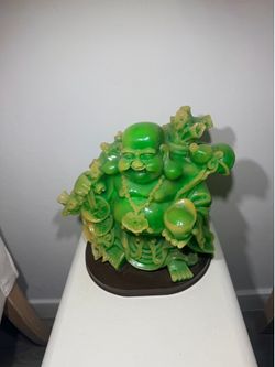 Green Faux-Jade Laughing Buddha Statue
