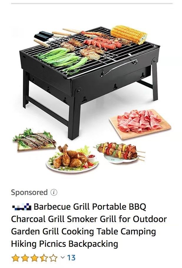 Barbecue Grill Portable BBQ Charcoal Grill Smoker Grill for Outdoor Garden Grill Cooking Table Camping Hiking Picnics Backpacking
