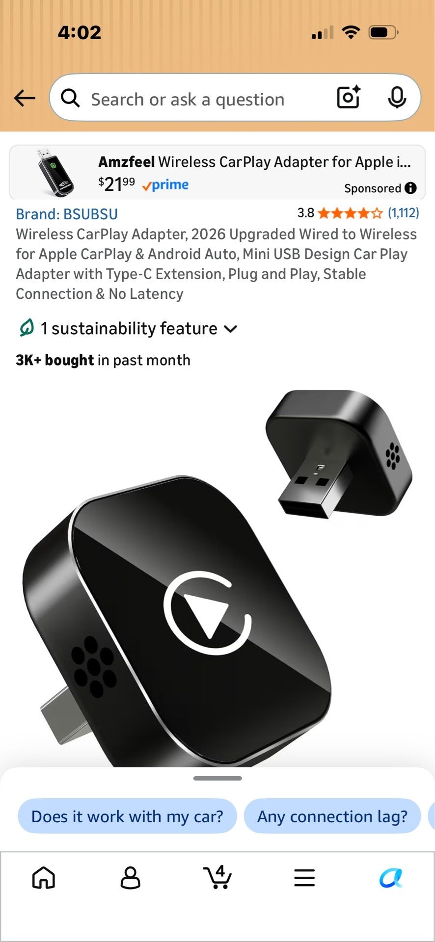 Wireless CarPlay adapter