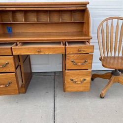 Oak Wood Reading Computer Desk with Chair  