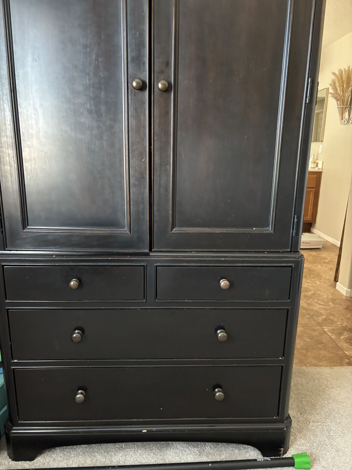 Thomasville Black Armoire & Two Nightstands