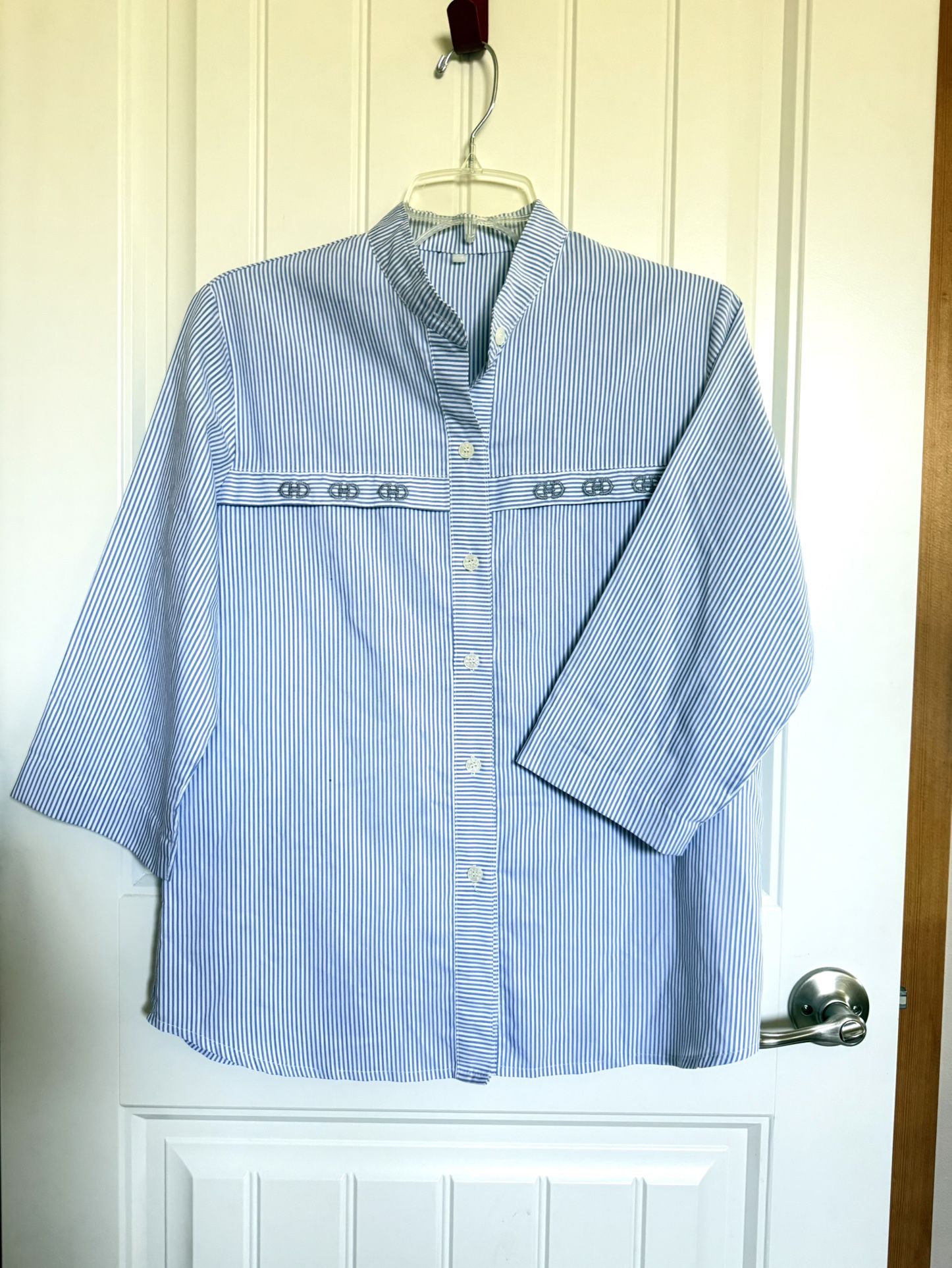 women's cool mid sleeve shirt blue/white M size 
