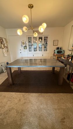 Galvanized Metal Top Crate and Barrel Dining Table