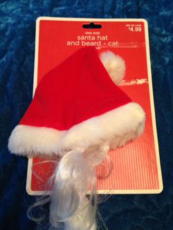 Cat Santa hat and beard