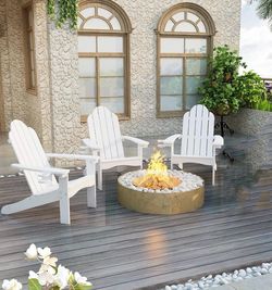 3X White HDPS Adirondack chair with cup holder