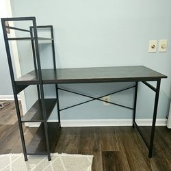 Brown Desk With Attached Shelves