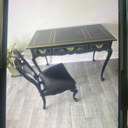 Black and Gold Asian Desk and chair