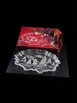 Mikasa Frosted Crystal Christmas Winter Village Platter with Original Box