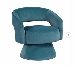 Laurie Dark Teal Velvet Upholstery Swivel Arm Chair