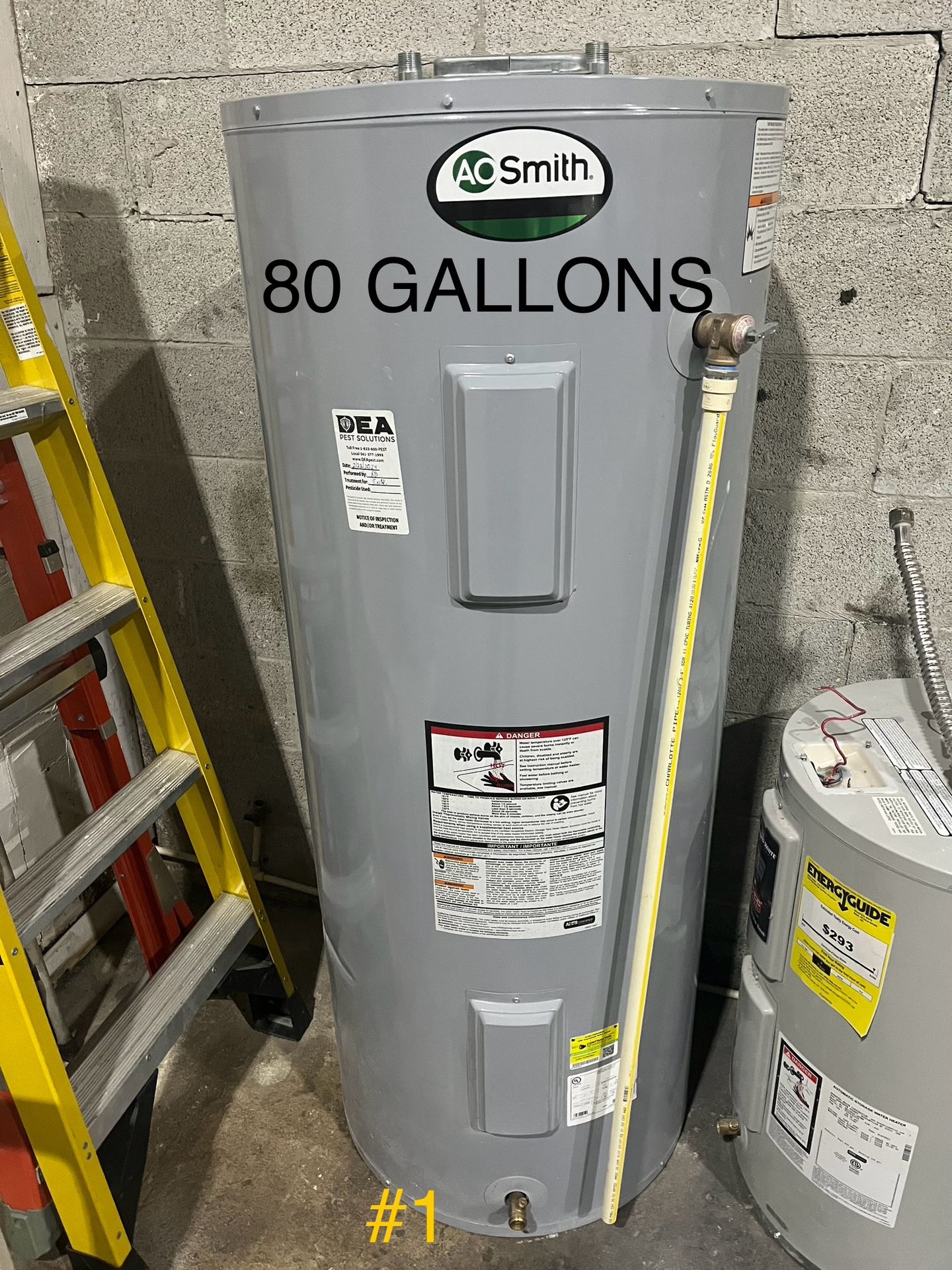80 Gallon LTE-80D Light-Service Commercial Electric Water Heater - Tall (1PH, 12.2kW, 277V)