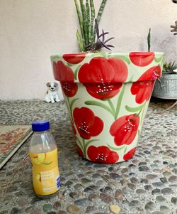 Padilla Padilla hand printed ceramic pot 14”X14” top 14” tall