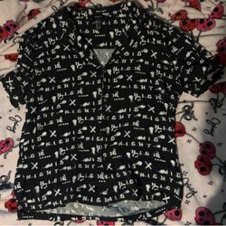 Forever 21 Black Graphic Button-Up Shirt