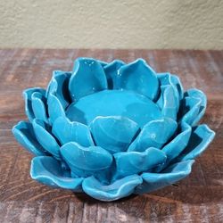 Blue Flower Candle Holder