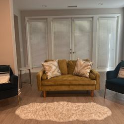 Modern Velvet Loveseat + 2 Accent Chairs – Excellent Condition