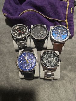 Lot of 5 Men's Chronograph Watches – Fossil & Invicta