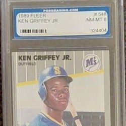 Vintage 1989 Fleer Ken Griffey Jr. Rookie Card - Graded PGS 8 - RC - HOF - Seattle Mariners - Baseball 