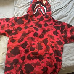 Bape Color Camo Shark Full Zip Hooide “Red”