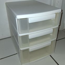 small 3 drawer white plastic organizer $10 FIRM