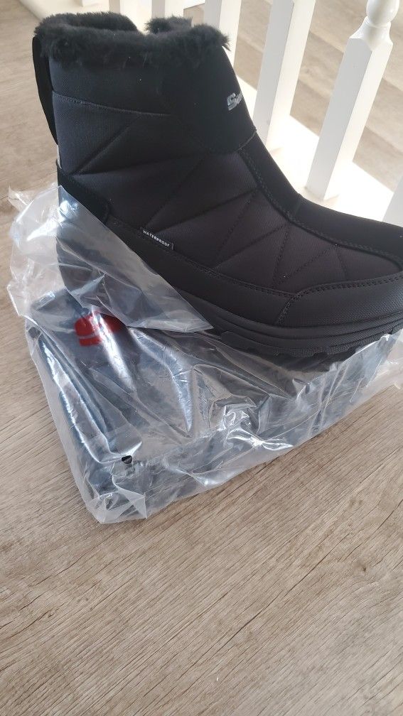 Silent Care Men Snow Shoes, Anti-Slip Lightweight Ankle Boot