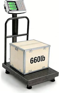 660lb Industrial Platform Scale with Removable Guardrail Digital Scale with Accurate LB/KG High-Definition Displa Foldable for Weighing Luggage Packag