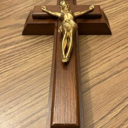 Crucifix - wood cross last rite candles 12" tall religious catholic Jesus 
