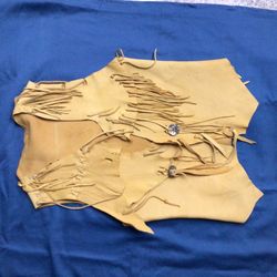 Just In Time For Rodeo!   Hand Made Soft Leather Women’s  Vest With Fringe And Abalone Accents.