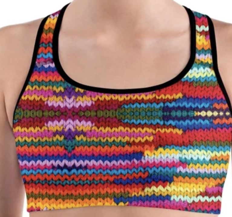 Gear bunch Colorful Knitted Pattern Sports bra halter top half shirt work out