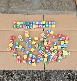 108 Alphabet wooden blocks. $30