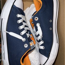 Navy blue And Orange Converse 