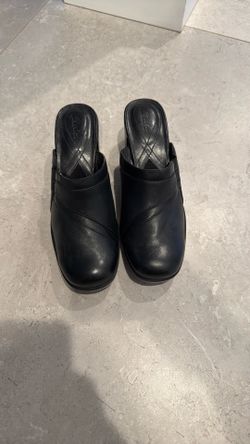 Leather Clark Heel Clogs