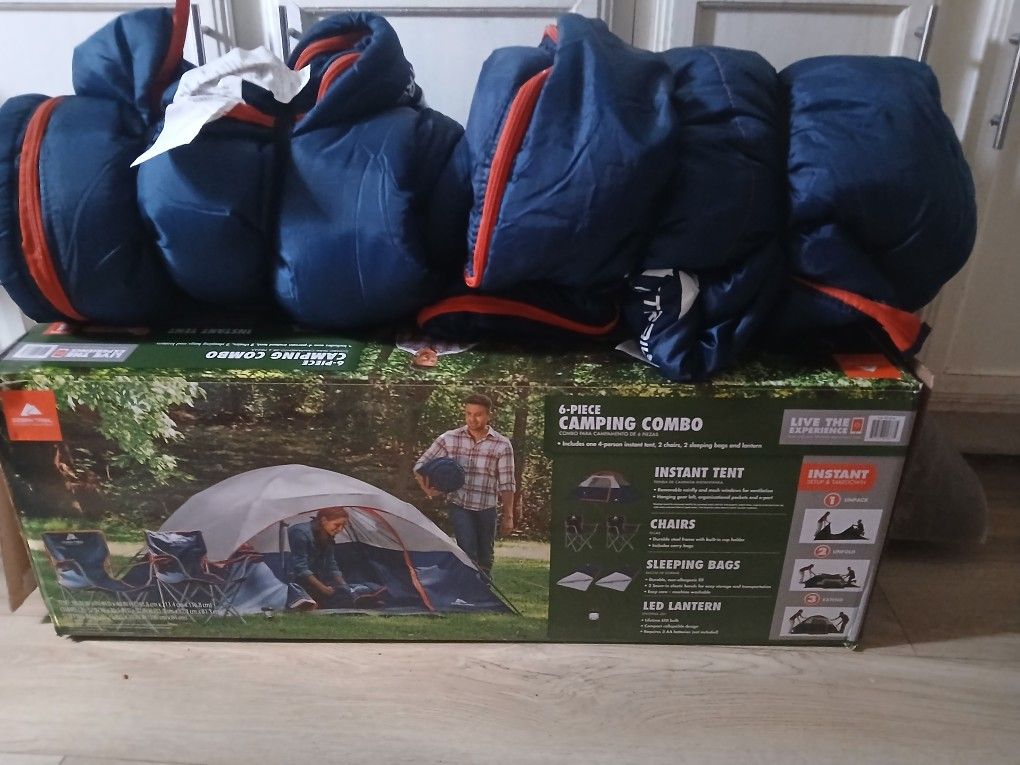 6 Person Tent 2 Adult Sleeping Bags