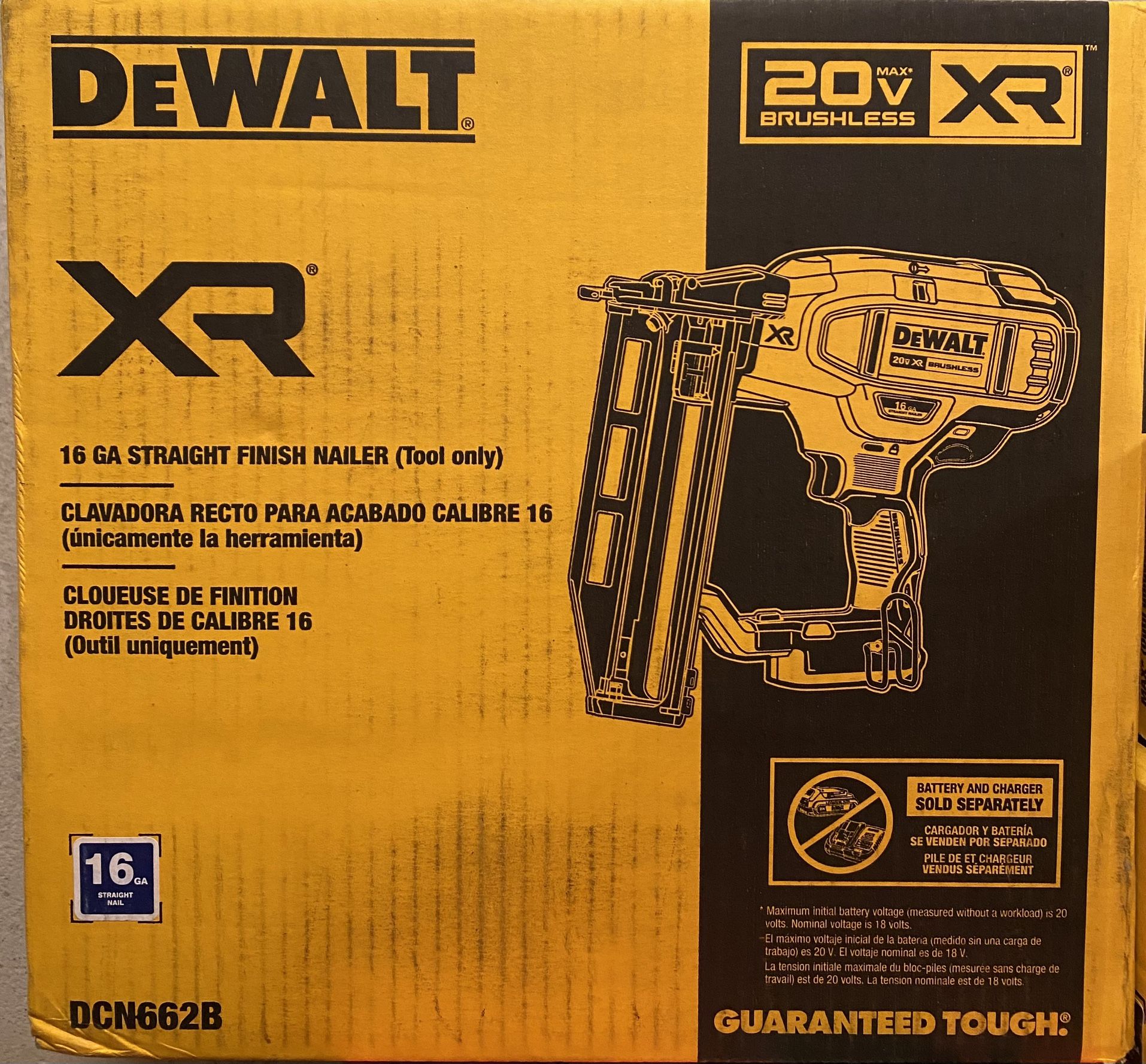 Dewalt 16 Gauge Straight Finish Nailer TOOL ONLY