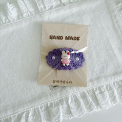 Cute purple crochet with bunny hair clip 
