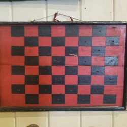 Antique Primitive Wood Checkered Game Board 