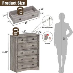 🥨LGHM Modern Dressers for Bedroom with 6 Drawers, 6 Drawer Dresser, 44.33" Tall Chest of Drawers Closet Organizers & Storage Clothes - Easy Pull Hand