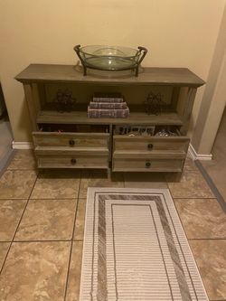 Rustic Wood Console Table with Drawers