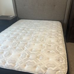 Queen Upholstered Bed Frame – Grey – Modern + Sturdy