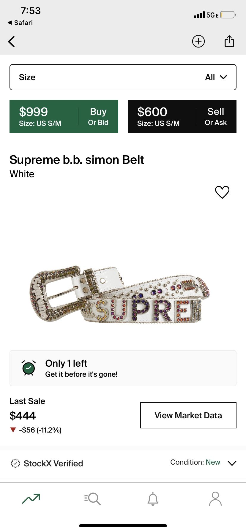 Supreme, BB, Simon belt white