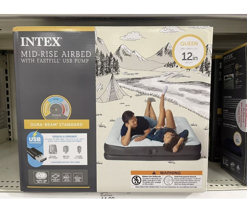 BRAND NEW SEALED Intex Mid Rise 12" Air Mattress with Internal USB Pump-Queen