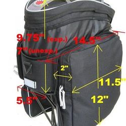 Axiom Journey Carrier Rack & Banjo Bros Expandable Pannier Rack top bag