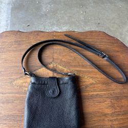 Genuine Leather Black Crossbody Bag - Made In Italy 