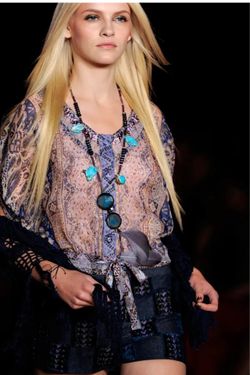 Anna Sui Spring 2011 Runway Sheer Silk Metallic Paisley Blouse Size M – Missing Sash