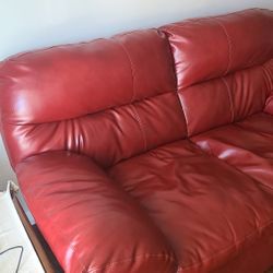 Ashley red leather sofa