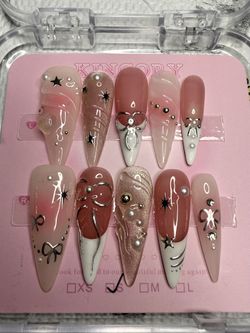Pink Stiletto Press On Nails