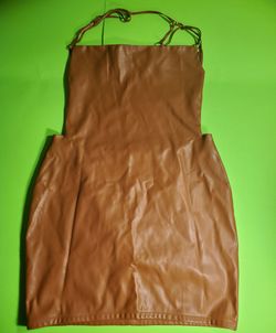Brown backless mini dress