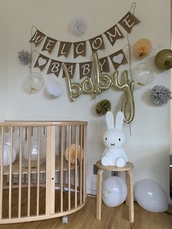 “Welcome Baby” Burlap Sign For Baby Shower
