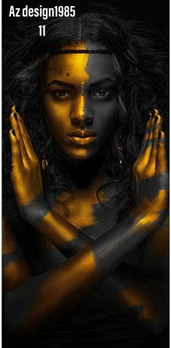 Black and Gold African Nude Woman Cuadros Canvas Painting Posters and Prints Scandinavian Wall Art Picture for Living Room Decor 45h×19w inch