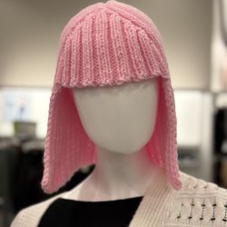 💗 Pink Knit Hat Hair Wig — Cozy, Playful & Totally Unique
