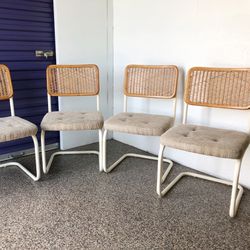 Vintage 4 Marcel Breuer “Cesca” Style Cantilever Cane Back Dining Chairs 