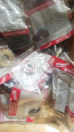 Box of heavy duty Milwaukee parts